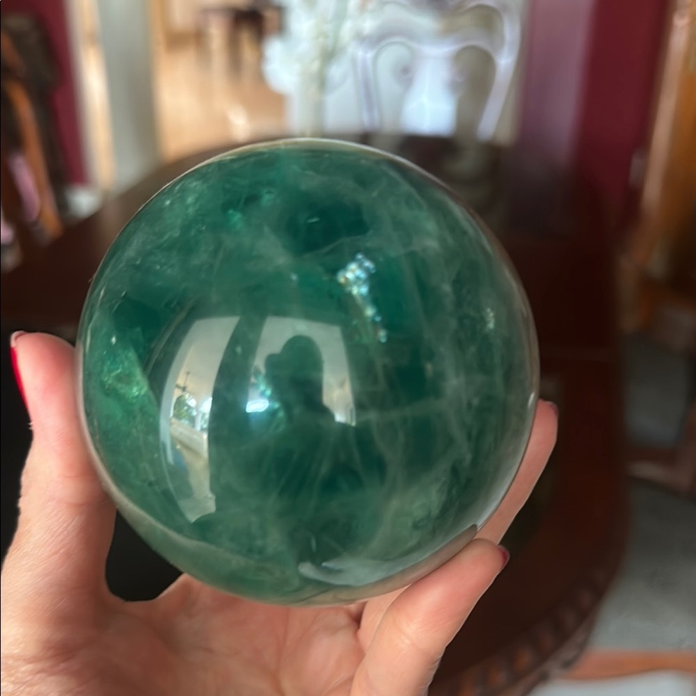 Green Fluorite Crystal Sphere large
